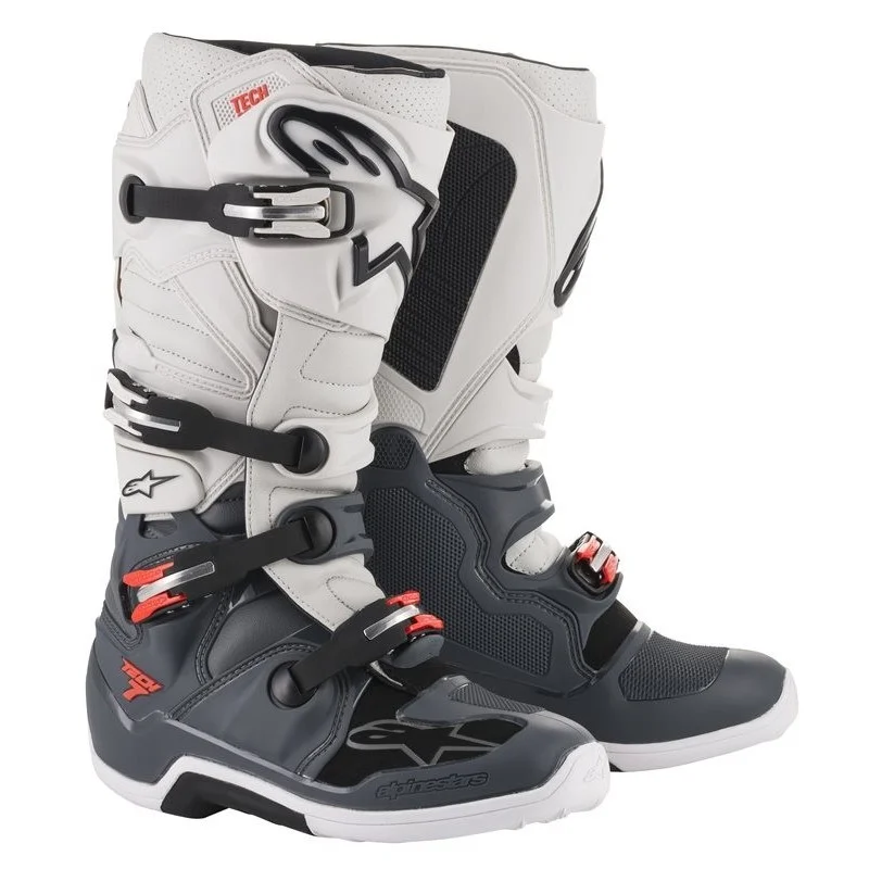 Boots Alpinestars Tech 7 Dark Gray Light Gray Red Fluo Alpinestars