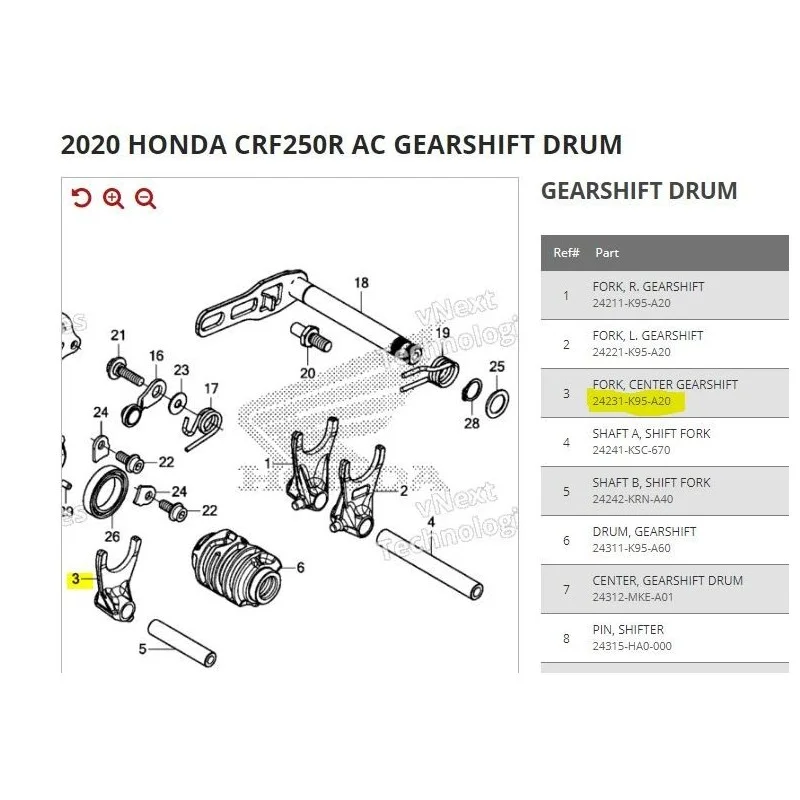 Forchetta cambio Honda CRF 24231-K95-A20 24231-K95-A20  Other products