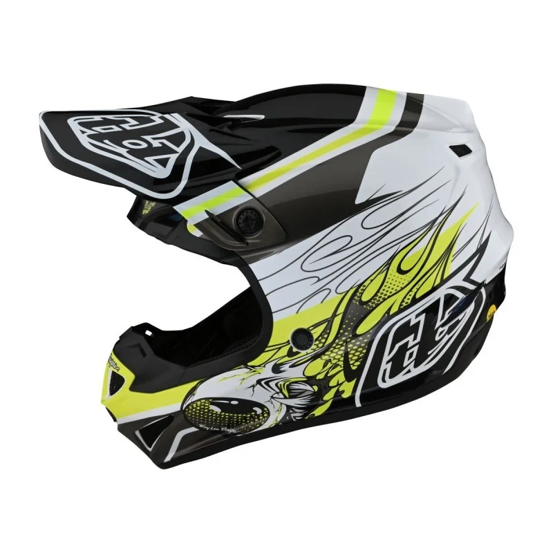 Casco Troy Lee Desing SE4 POLYACRYLITE Skooly Nero/Giallo 10932800