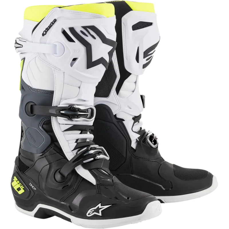 Stivali Alpinestars tech 10-Nero Bianco Giallo Fluo 2010019-125-