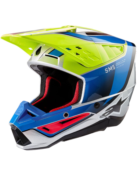 Helmet Alpinestars SM5 SAIL YELLOW FLUO ENAMEL BLUE SILVER 8306723-5579 Alpinestars Motocross Helmets