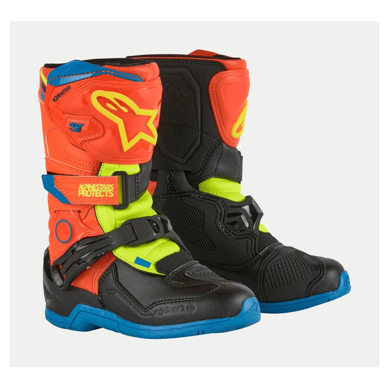 Boots Tech 3S Kids Alpinestars Orange/Blue/Yellow 2024 2014524-4755 Alpinestars Kids Motocross Boots