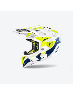 Helmet Airoh Aviator 3 Spin Blue Fluo Yellow Gloss AV3SP18 Airoh  Motocross Helmets
