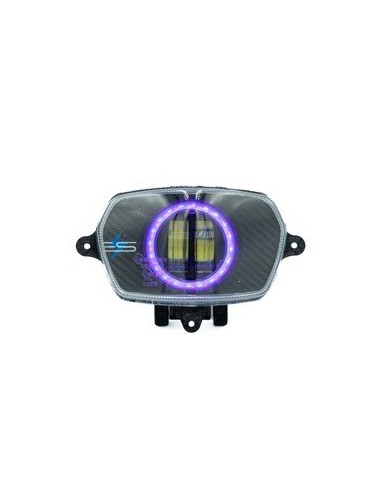 2x Motorrad Scheinwerfer mit Angel Eyes Lichter U7 DRL Nebelscheinwerfer  für Autos Fahrrad Boot ATV Scheinwerfer vorne High/Dim/Strobe 3 Modi 3500K  blaue Farbe enthalten Schalter : : Beleuchtung