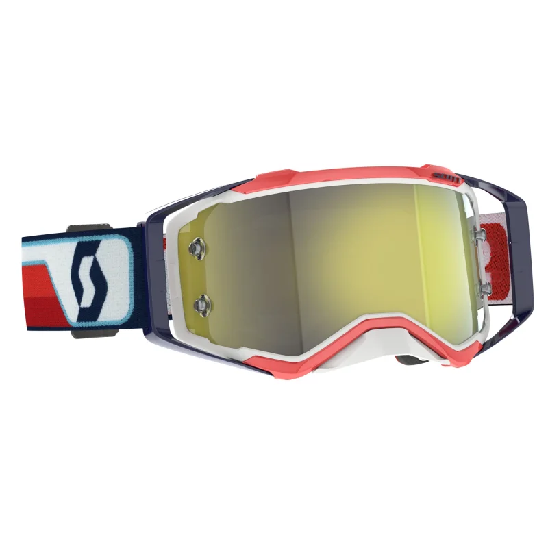 Goggle Scott Prospect Red/White with Yellow chrome works lens 2728211005289 Scott Motocross Goggles