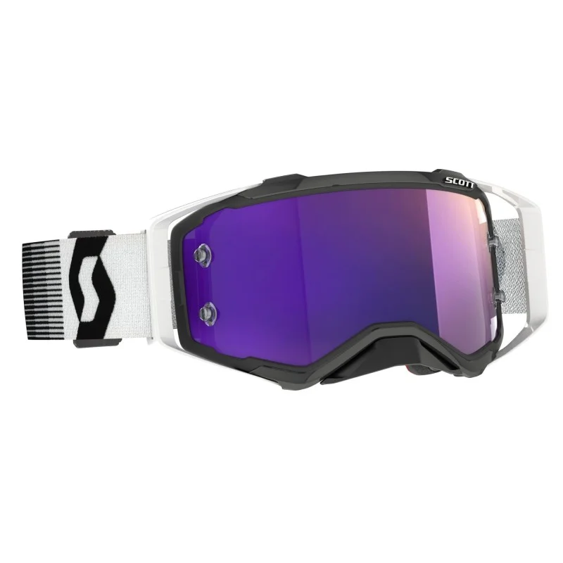 Goggle Scott Prospect Premium Black White with Purple chrome works lens 2728217702281 Scott Motocross Goggles