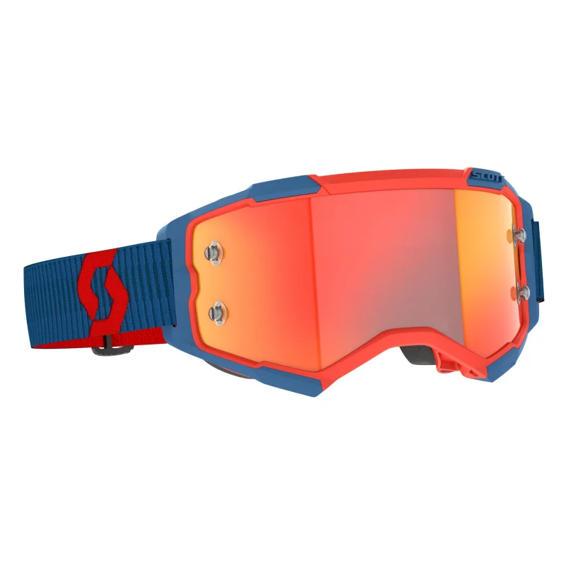 Goggle Scott Fury Dark Blue Neon Red with Orange Chrome Lens 2728287698280 Scott Motocross Goggles