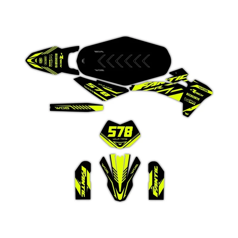 Dekorset Fantic "Racing Flo Yellow" WOB DESIGN