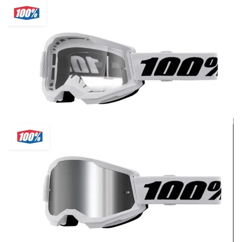 Goggle 100% Strata 2 White Strata2 White silver 100% Motocross Goggles