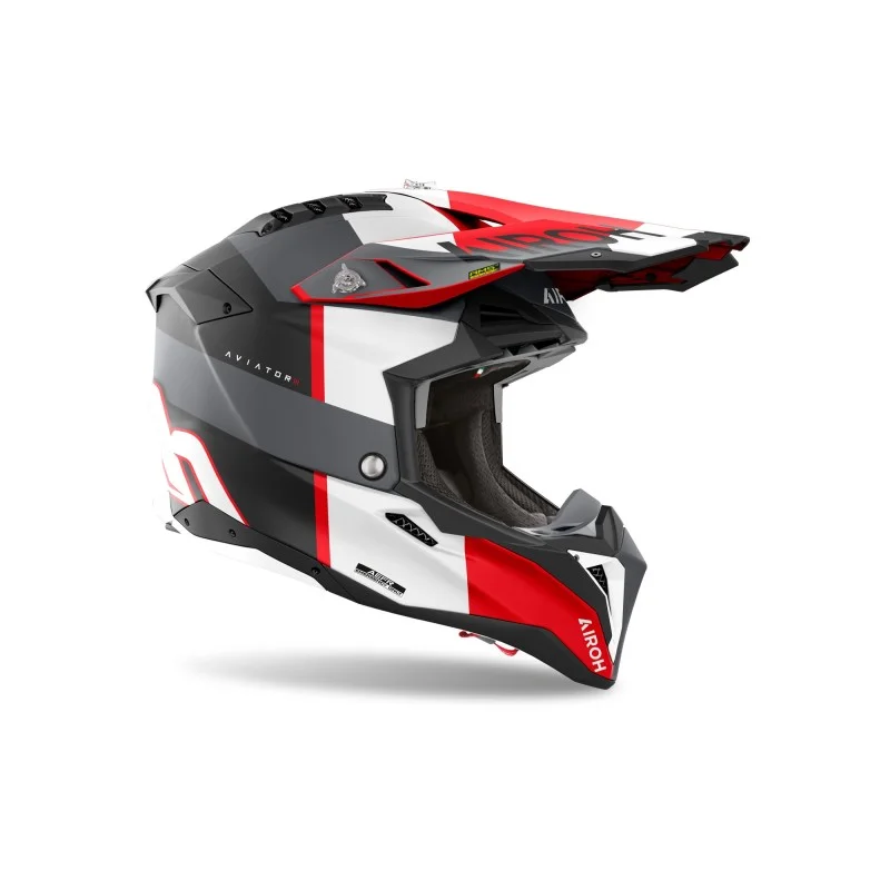 Helmet Airoh Aviator 3 | Monarch grey red matt AV3M16 Airoh  Motocross Helmets