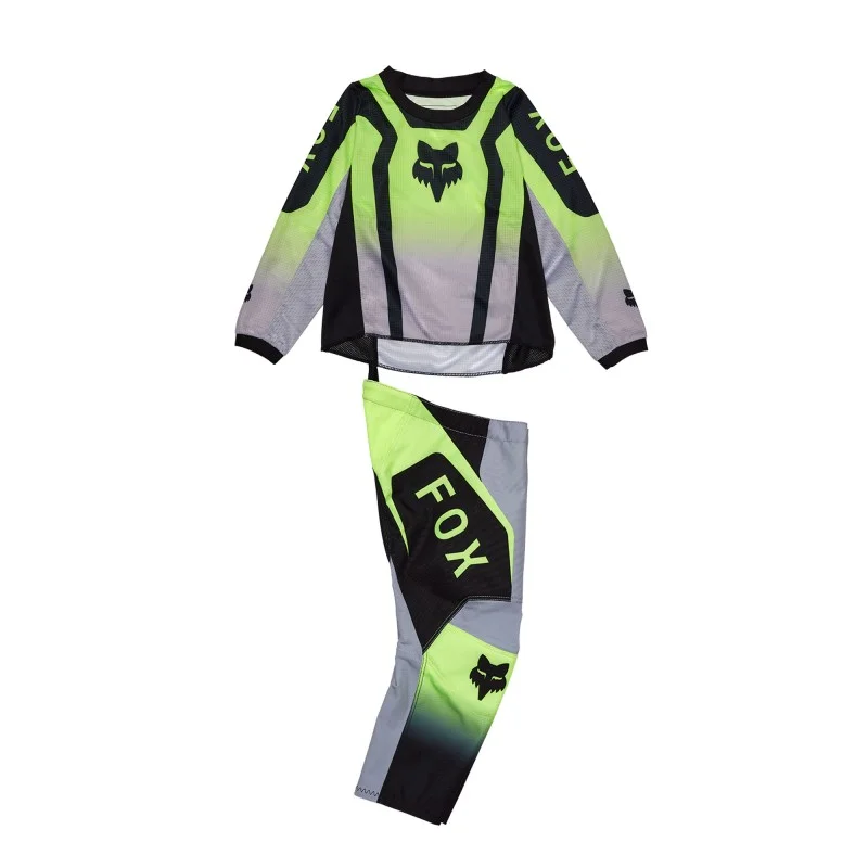 Jersey und Hose Kinder Fox 180 Lean | Fluo Yellow