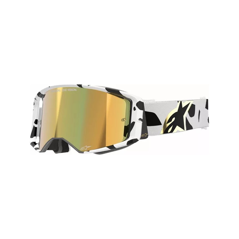 Mx Crossbrille Alpinestars Supertech Corp Absolute Weiße | Goldene Spiegellinse