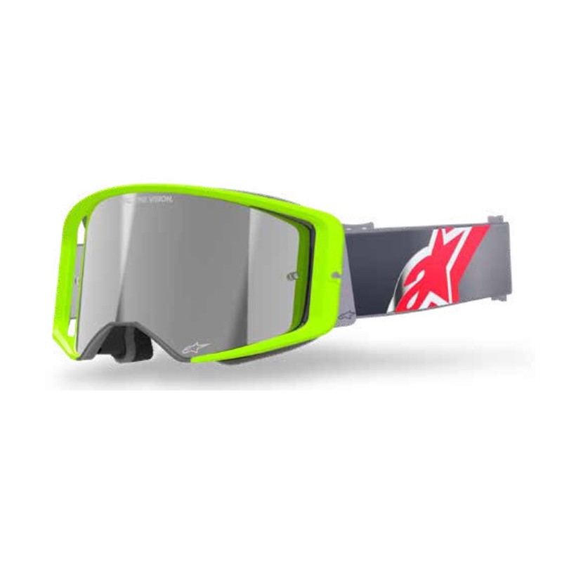 Mx Crossbrille Alpinestars Supertech Corp Absolute Fluo Gelbe | Graue Spiegellinse