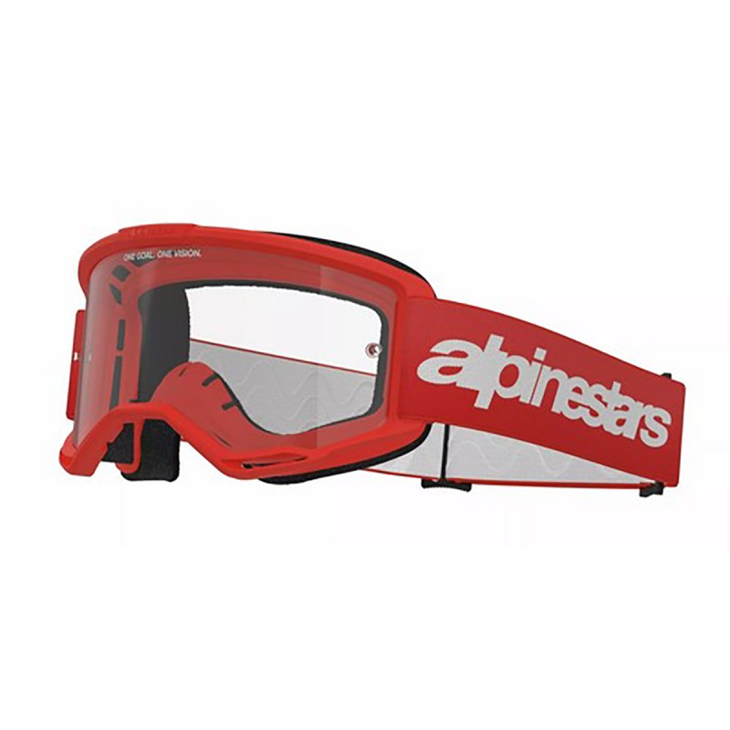 Alpinestars Vision 3 Wordmark MX-Brille Rot|Transparente Linse