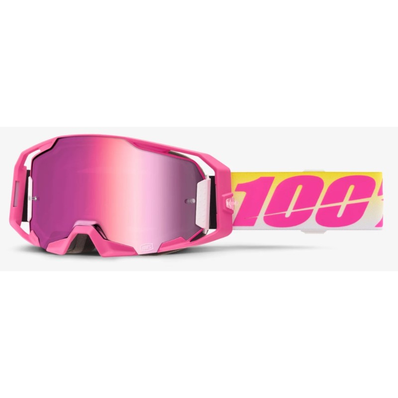 100% ARmatic Sellars Goggle Neon Pink | Mirror Pink Lens 26013799 100% Motocross Goggles