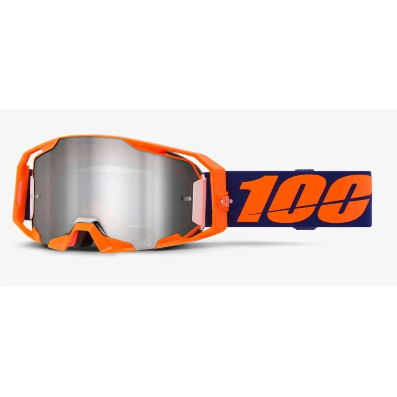 100% Goggle ARmatic Fluorescent Orange | Silver Mirror Lens 26013794 100% Motocross Goggles