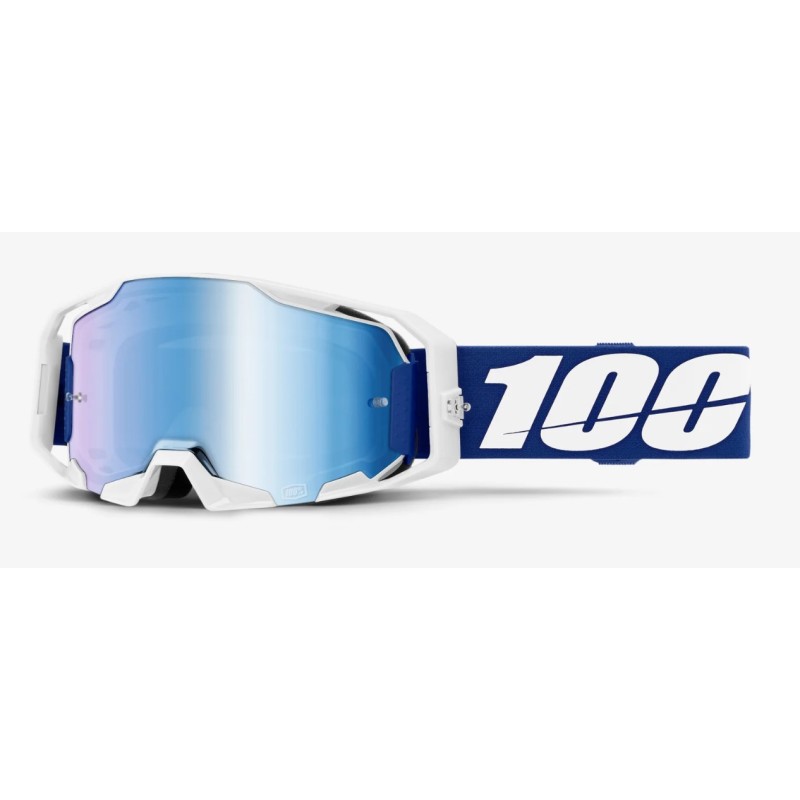 100% Goggle ARmatic White | Blue Mirror Lens 26013793 100% Motocross Goggles