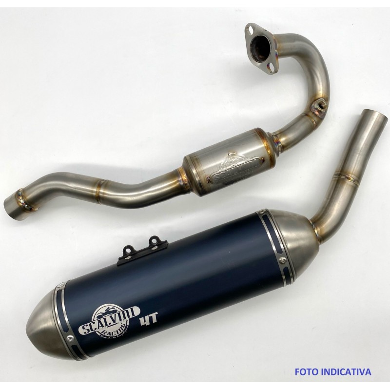 Complete exhaust Fantic XMF-XEF 125 4T fuel injection black silencer Scalvini