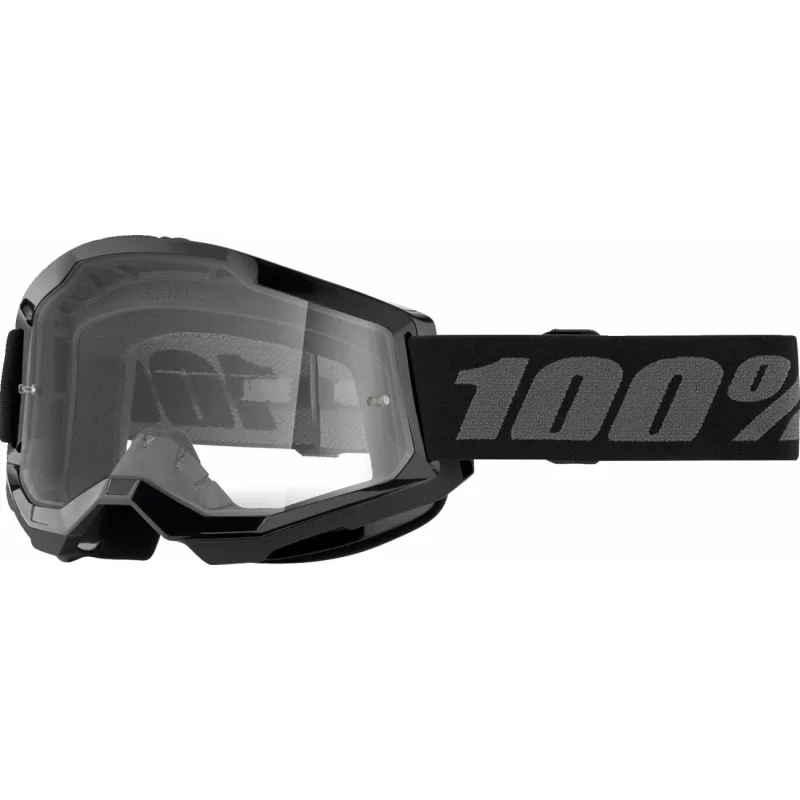 Goggle 100% Strata 2 Youth Black Clear Lens 26013502 100% Kids Motocross Goggles