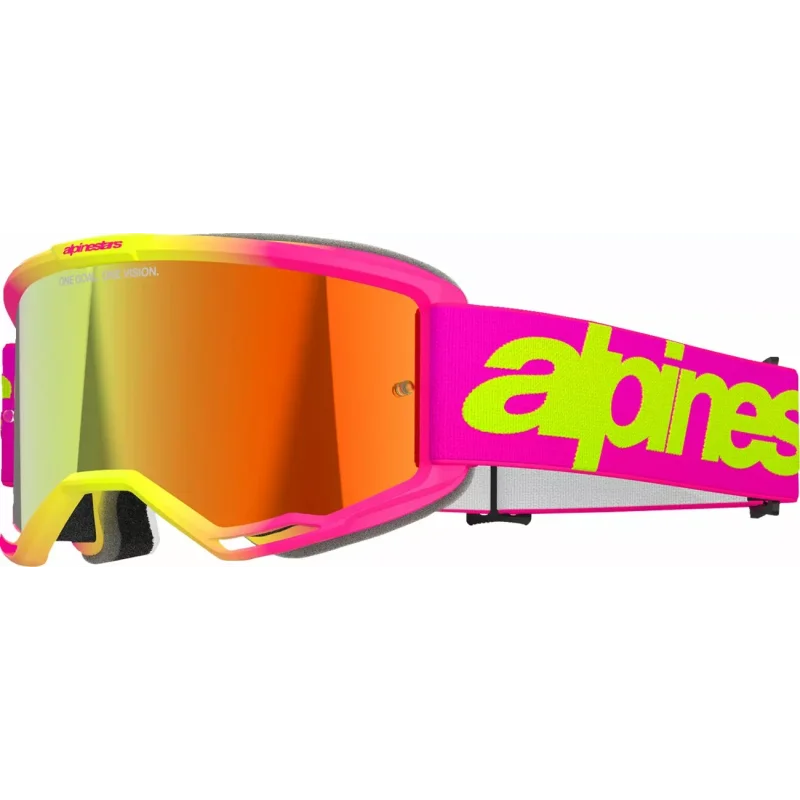 Mx Goggle Alpinestars Vision 5 Wordmark Pink/Yellow Mirror Lens 5102425-3085 Alpinestars Motocross Goggles